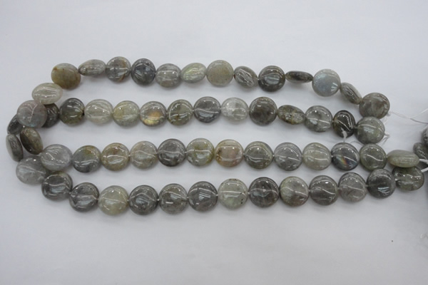 CLB73 15.5 inches 14mm flat round labradorite beads wholesale