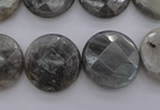 CLB745 15.5 inches 18mm faceted coin labradorite gemstone beads