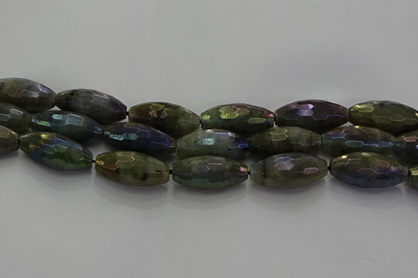 CLB788 15.5 inches 10*20mm faceted rice AB-color labradorite beads