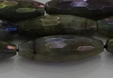 CLB789 15.5 inches 10*30mm faceted rice AB-color labradorite beads