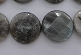 CLB91 15.5 inches 20mm faceted coin labradorite beads wholesale