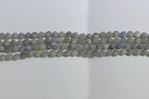 CLB996 15.5 inches 6mm faceted nuggets matte labradorite beads