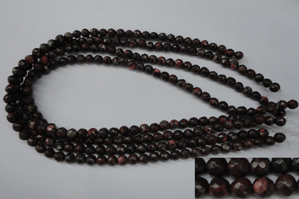 CLD101 15.5 inches 6mm faceted round leopard skin jasper beads