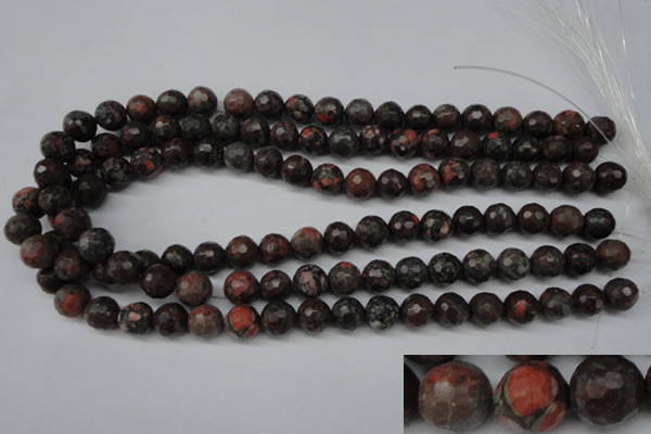 CLD103 15.5 inches 10mm faceted round leopard skin jasper beads