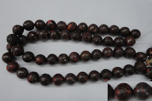 CLD106 15.5 inches 16mm faceted round leopard skin jasper beads