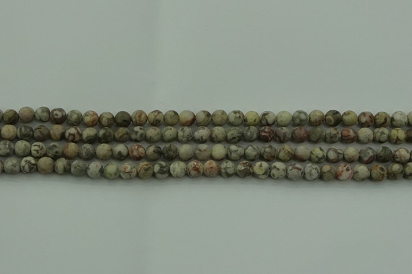 CLD201 15.5 inches 6mm round matte Chinese leopard skin jasper beads