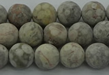 CLD203 15.5 inches 10mm round matte Chinese leopard skin jasper beads