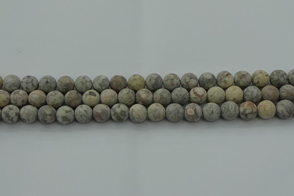 CLD203 15.5 inches 10mm round matte Chinese leopard skin jasper beads