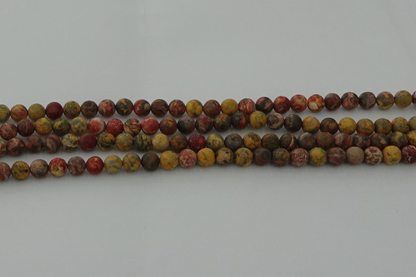 CLD211 15.5 inches 6mm round matte leopard skin jasper beads