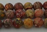 CLD212 15.5 inches 8mm round matte leopard skin jasper beads