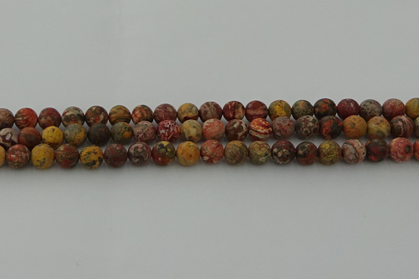 CLD212 15.5 inches 8mm round matte leopard skin jasper beads