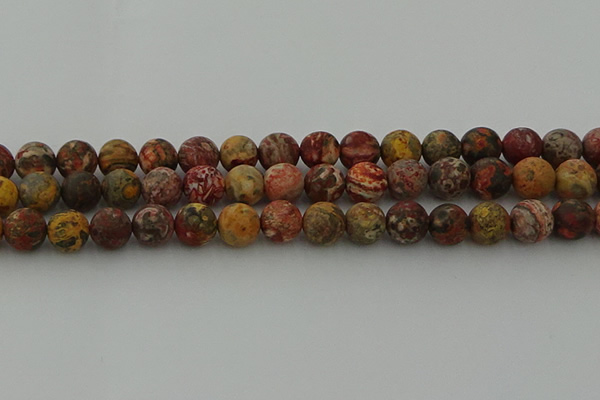 CLD214 15.5 inches 12mm round matte leopard skin jasper beads