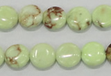 CLE49 15.5 inches 12mm flat round lemon turquoise beads wholesale