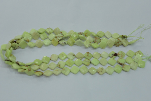 CLE67 15.5 inches 10*10mm faceted diamond lemon turquoise beads