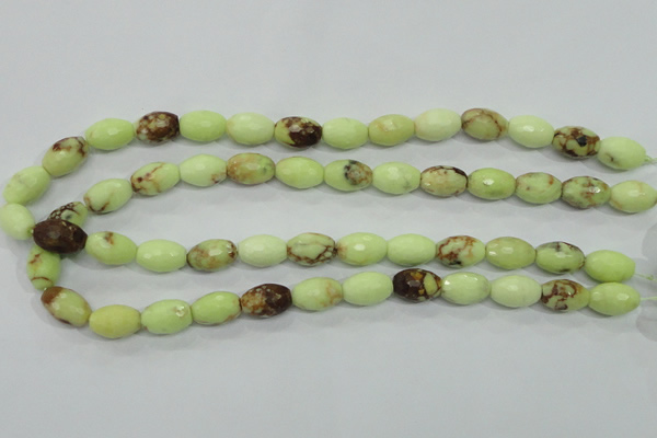 CLE70 15.5 inches 10*15mm faceted rice lemon turquoise beads