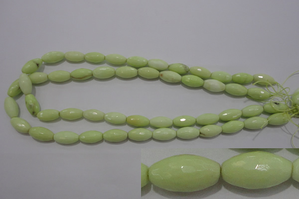 CLE74 15.5 inches 8*16mm faceted rice lemon turquoise beads