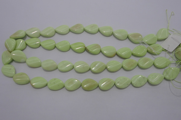 CLE83 15.5 inches 13*18mm twisted flat teardrop lemon turquoise beads