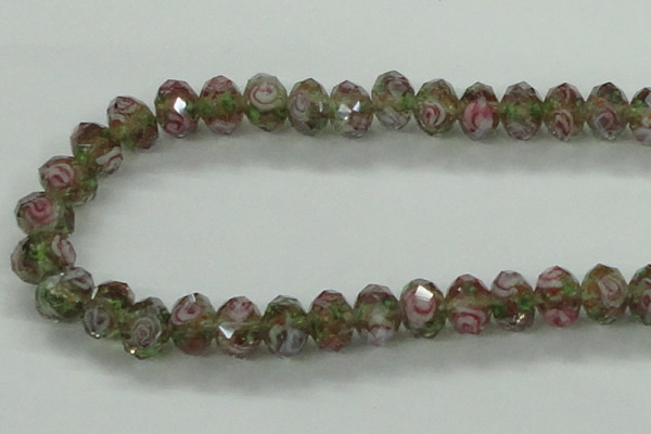 CLG10 12 inches 6*8mm faceted rondelle handmade lampwork beads