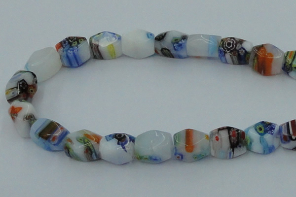 CLG535 16 inches 10*13mm faceted cuboid lampwork glass beads