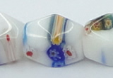 CLG536 16 inches 12*15mm faceted cuboid lampwork glass beads