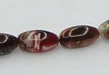 CLG544 16 inches 6*12mm rice goldstone & lampwork glass beads