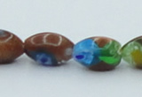 CLG545 16 inches 8*13mm rice goldstone & lampwork glass beads