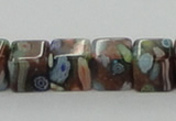 CLG550 16 inches 8*8mm cube goldstone & lampwork glass beads