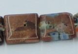 CLG556 16 inches 14*14mm square goldstone & lampwork glass beads