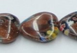 CLG558 16 inches 18*18mm heart goldstone & lampwork glass beads