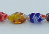 CLG576 16 inches 6*13mm twisted rice lampwork glass beads wholesale