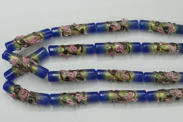 CLG787 15.5 inches 10*40mm cylinder lampwork glass beads wholesale