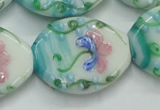 CLG800 15.5 inches 22*28mm oval lampwork glass beads wholesale