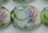 CLG803 15.5 inches 22*28mm oval lampwork glass beads wholesale