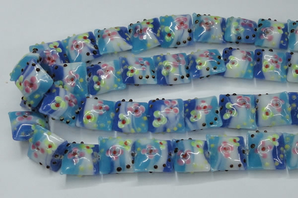 CLG808 15.5 inches 20*20mm square lampwork glass beads wholesale