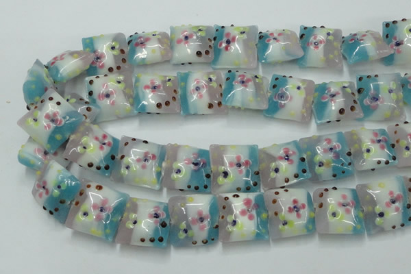 CLG809 15.5 inches 20*20mm square lampwork glass beads wholesale