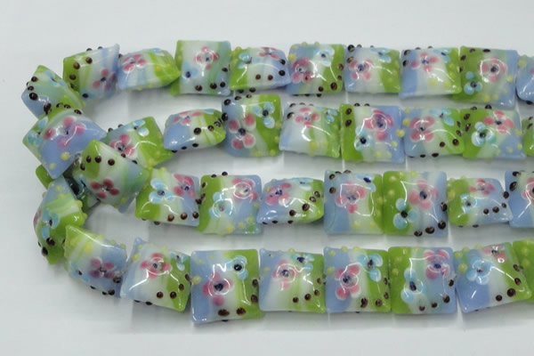 CLG811 15.5 inches 20*20mm square lampwork glass beads wholesale