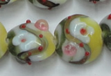 CLG814 15.5 inches 18mm flat round lampwork glass beads wholesale