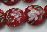 CLG815 15.5 inches 18mm flat round lampwork glass beads wholesale