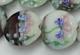 CLG820 15.5 inches 20mm flat round lampwork glass beads wholesale