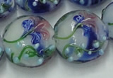 CLG822 15.5 inches 20mm flat round lampwork glass beads wholesale