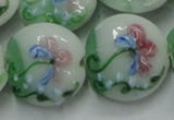 CLG823 15.5 inches 20mm flat round lampwork glass beads wholesale