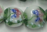 CLG825 15.5 inches 20mm flat round lampwork glass beads wholesale