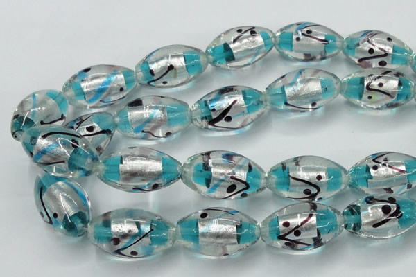 CLG857 15.5 inches 16*28mm rice lampwork glass beads wholesale