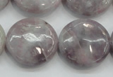 CLI57 15.5 inches 25mm flat round natural lilac jasper beads wholesale