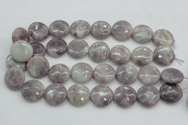 CLI57 15.5 inches 25mm flat round natural lilac jasper beads wholesale