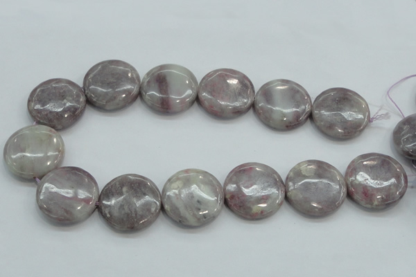 CLI58 15.5 inches 30mm flat round natural lilac jasper beads wholesale