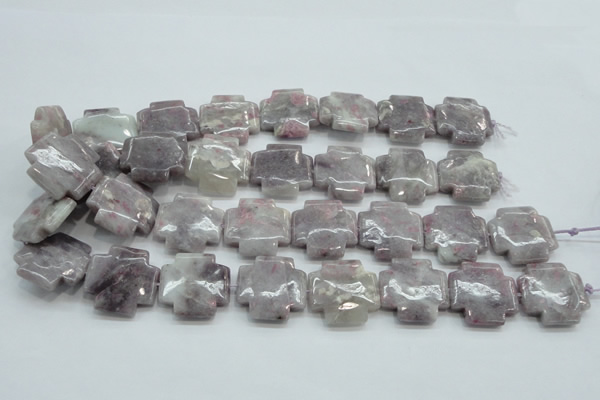 CLI66 15.5 inches 25*25mm cross natural lilac jasper beads wholesale