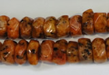 CLJ246 15.5 inches 6*11mm faceted nuggets dyed sesame jasper beads