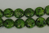 CLJ312 15.5 inches 12mm flat round dyed sesame jasper beads wholesale