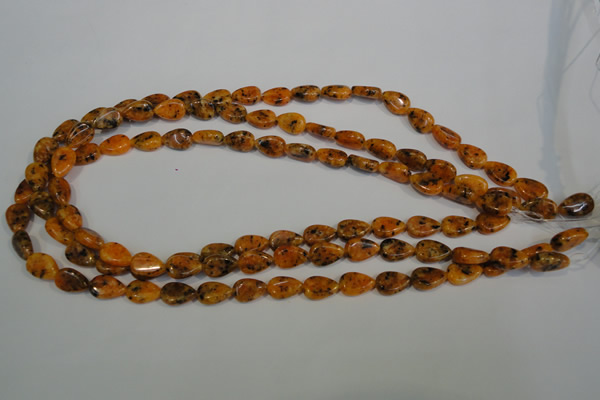 CLJ331 15.5 inches 8*12mm flat teardrop dyed sesame jasper beads